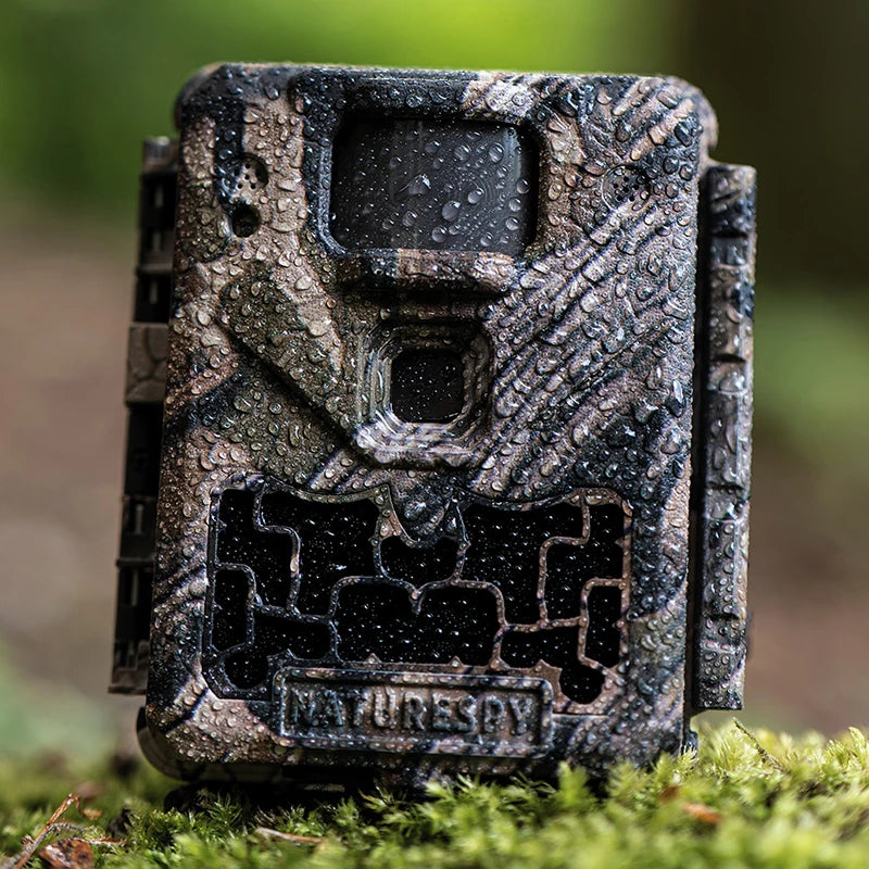 Ursus Nova Wildlife Camera with water droplets on it, showing it is waterproof.