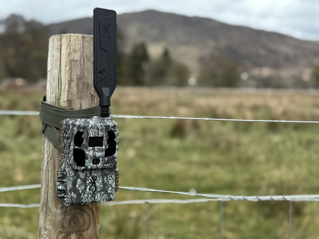 Browning Defender Pro Scout Max Solar on a post