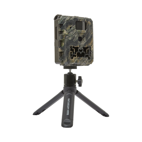 NatureSpy Ursus Nova Trail Camera – 4K No-Glow IR Trail Camera, Mounted on MiniPod Stretch Tripod