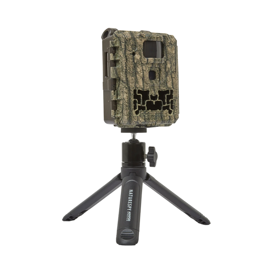 NatureSpy Ursus Wildlife Trail Camera – No-Glow IR Trail Camera, Mounted on MiniPod Stretch Tripod