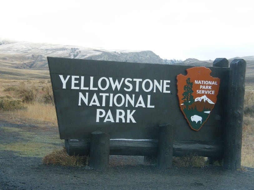The Yellowstone NP entrance sign