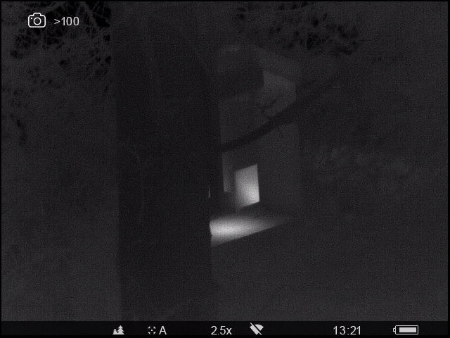 VWT style den box showing a thermal signal of a pine marten inside
